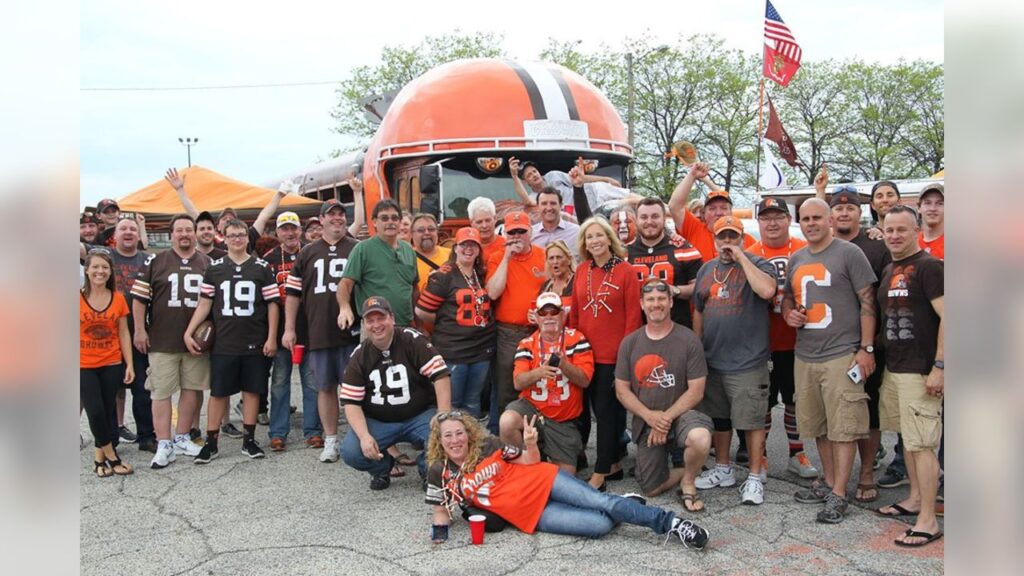 Cleveland Browns football fans enjoy pre-game tailgating parties